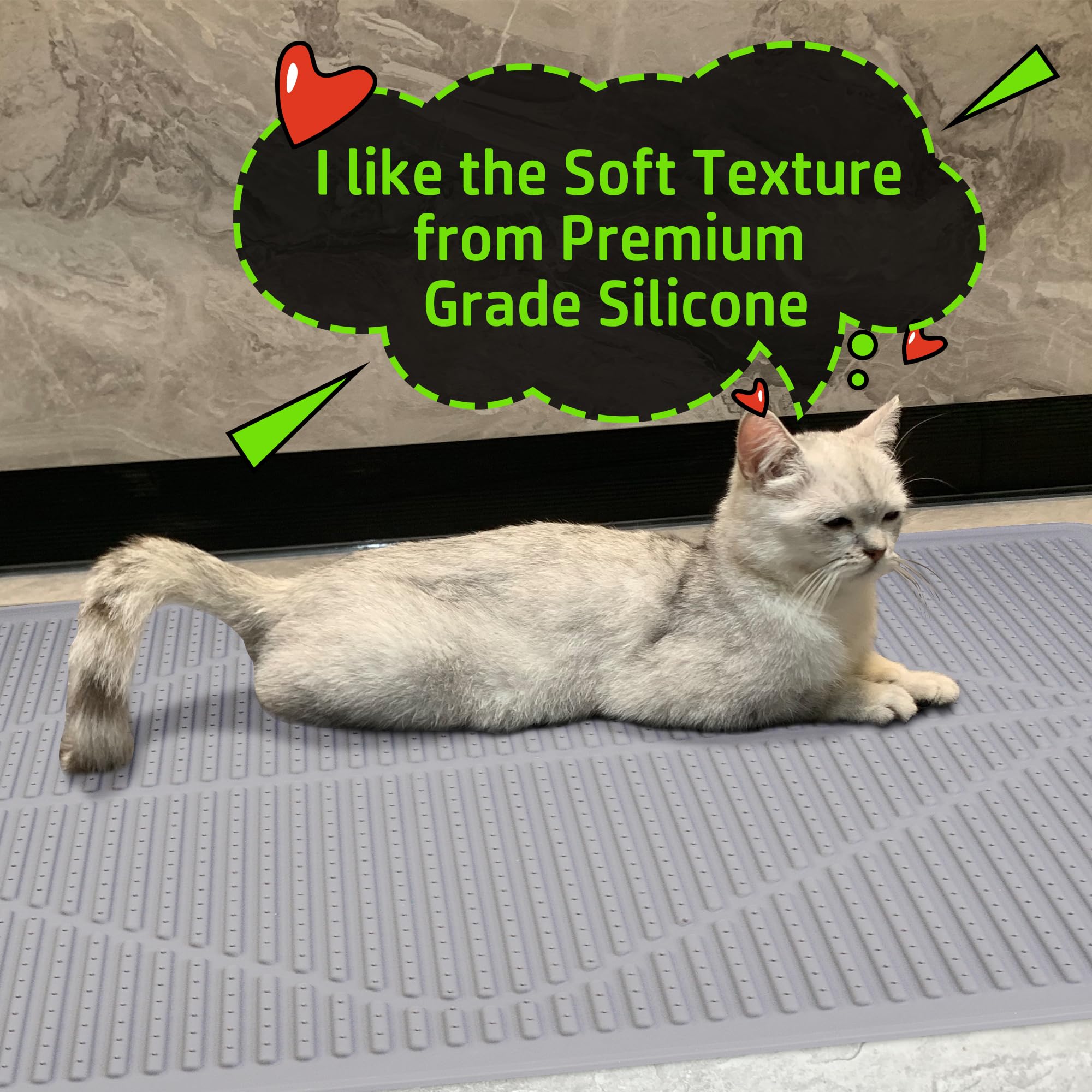 Mofason Silicone Cat Litter Mat XXL, Black Extra Large Litter Matt for Cat