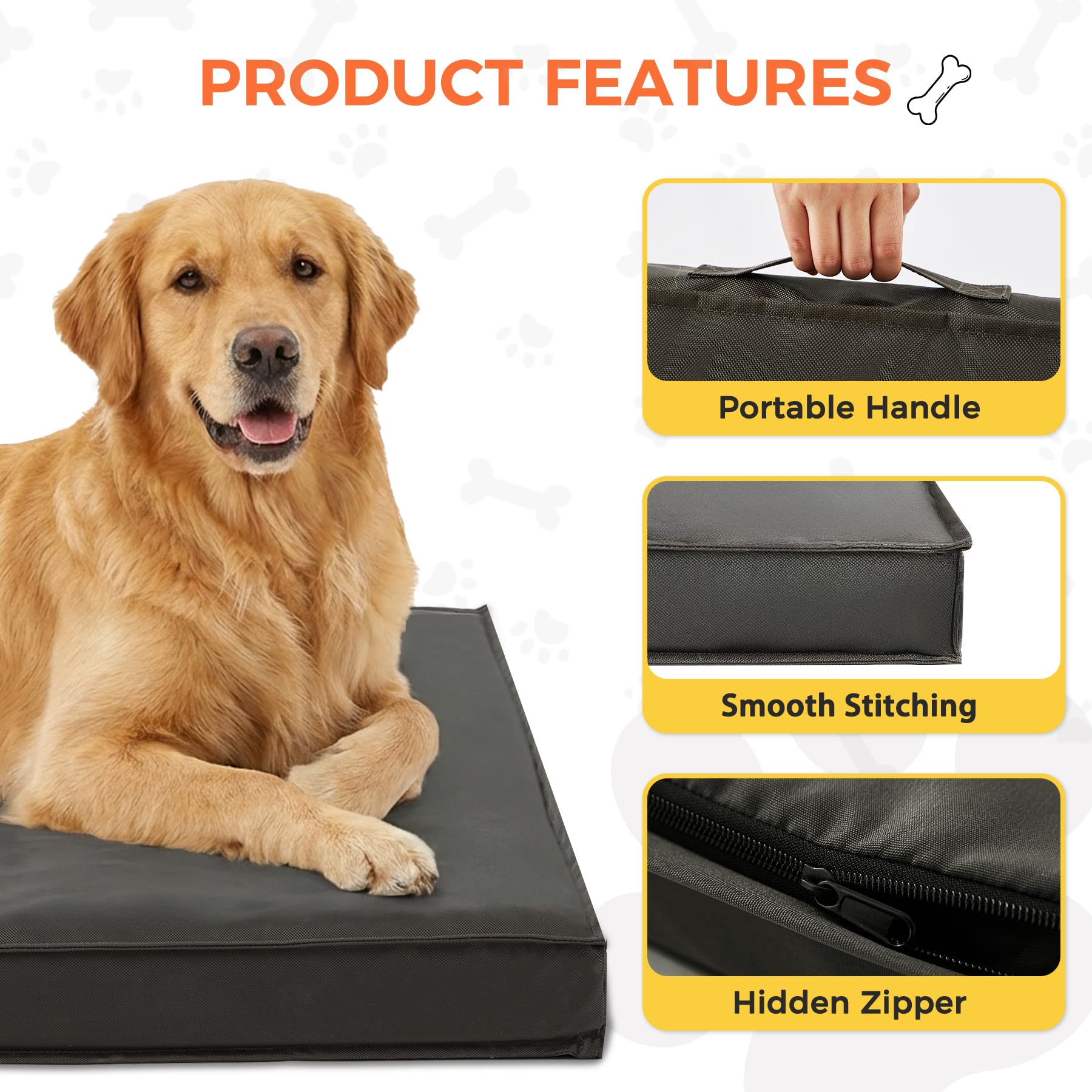 Outdoor Dog Bed Extra Large Sized Dog, Waterproof, 44x32x3.5 Inch