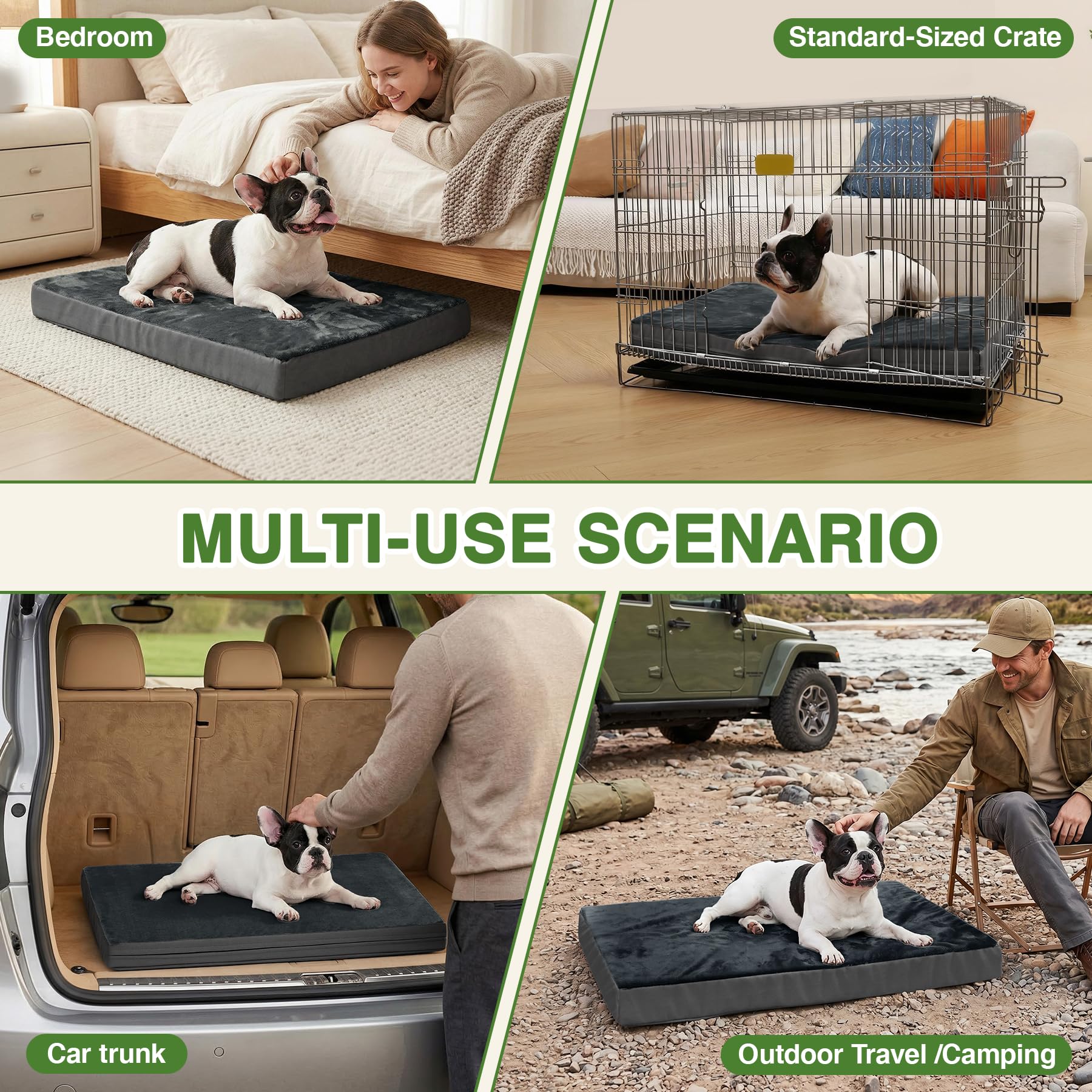 Waterproof Small Dog Bed Crate Pad 24", Washable Orthopedic Puppy Cat Mat