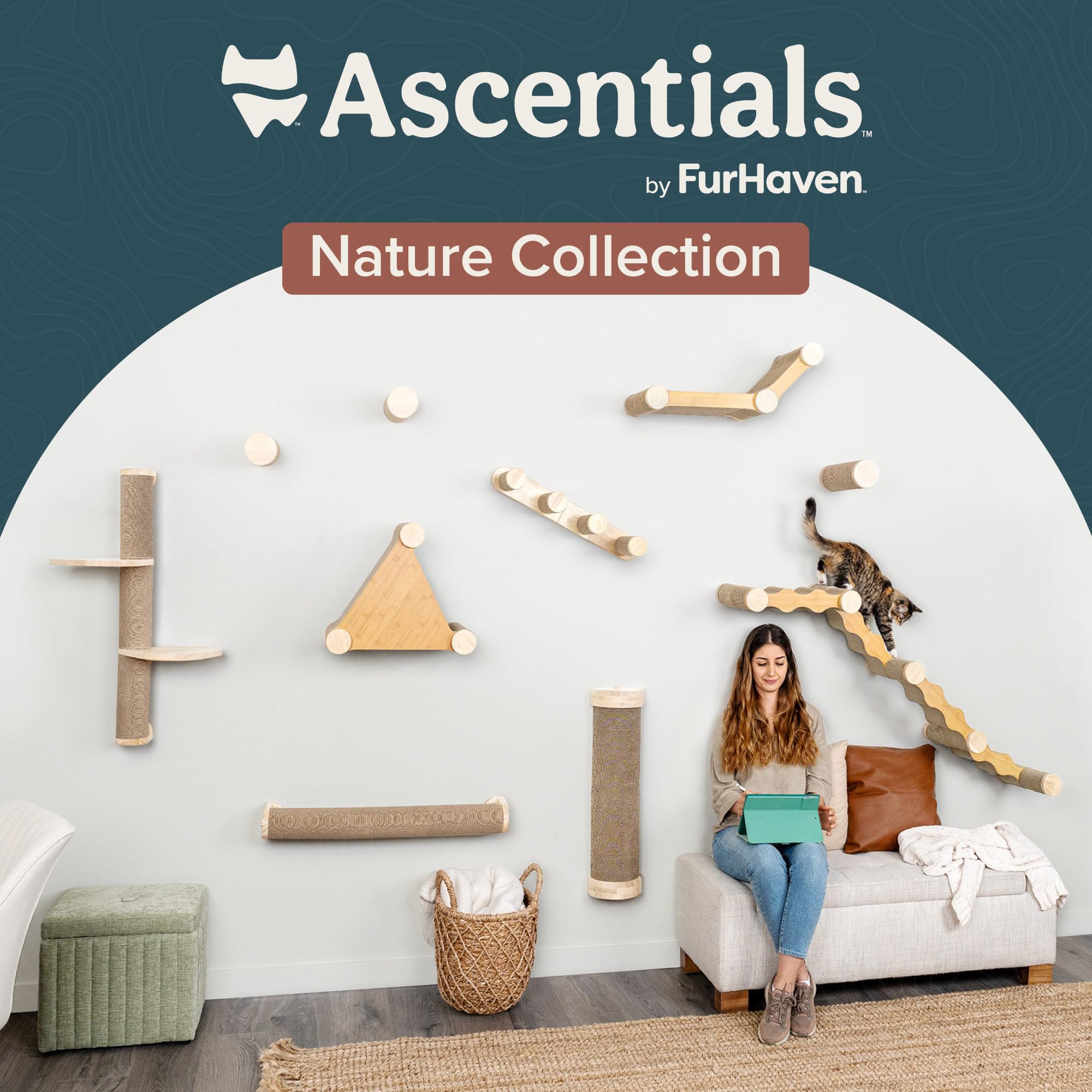 Floating Cat Shelf & Perch – Wall-Mounted Climbing Furniture for Cats - Moonbeam Path | Ascentials by FurHaven