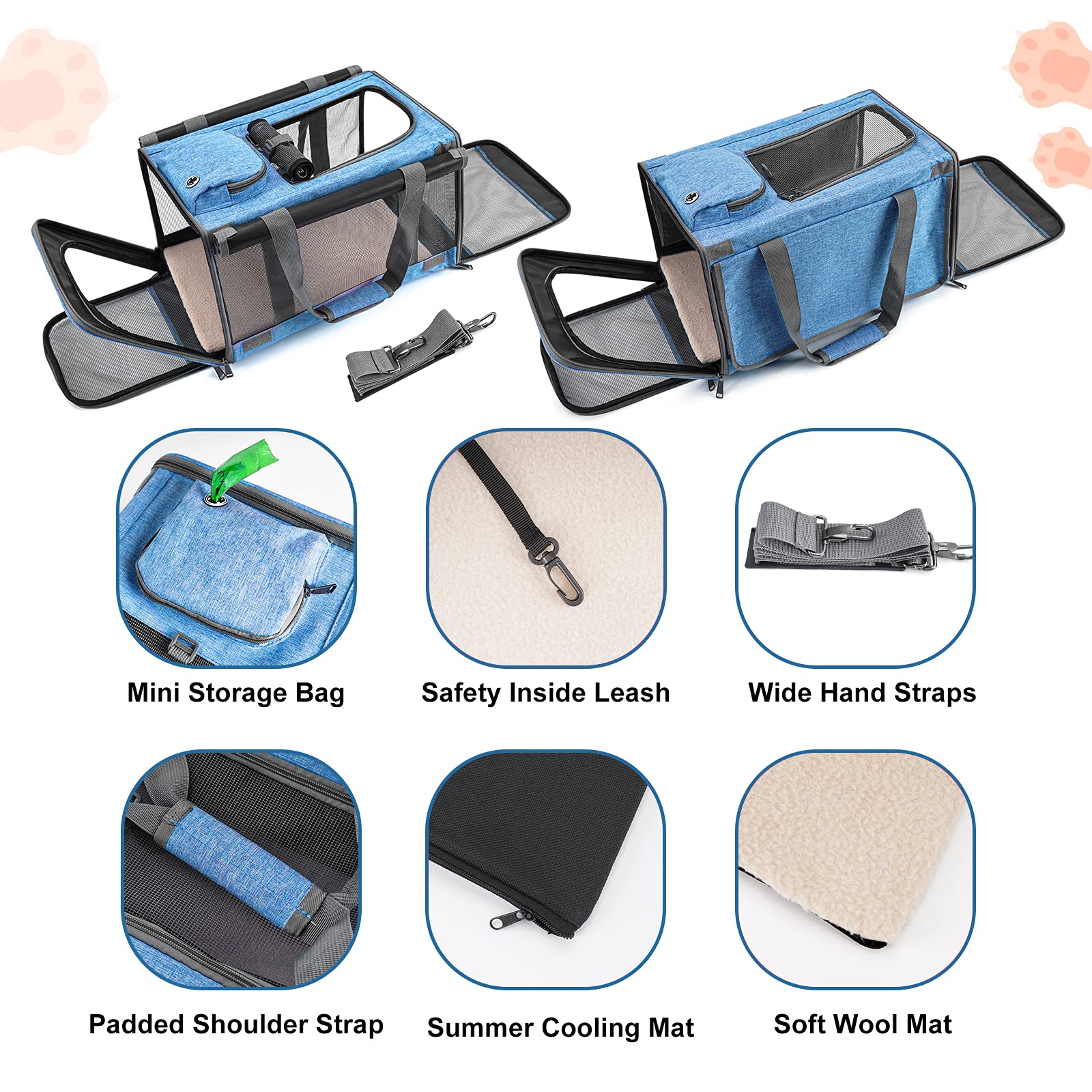 GAPZER Pet Carrier for Large and Medium Cat, Soft-Sided Pet Crate for Puppy
