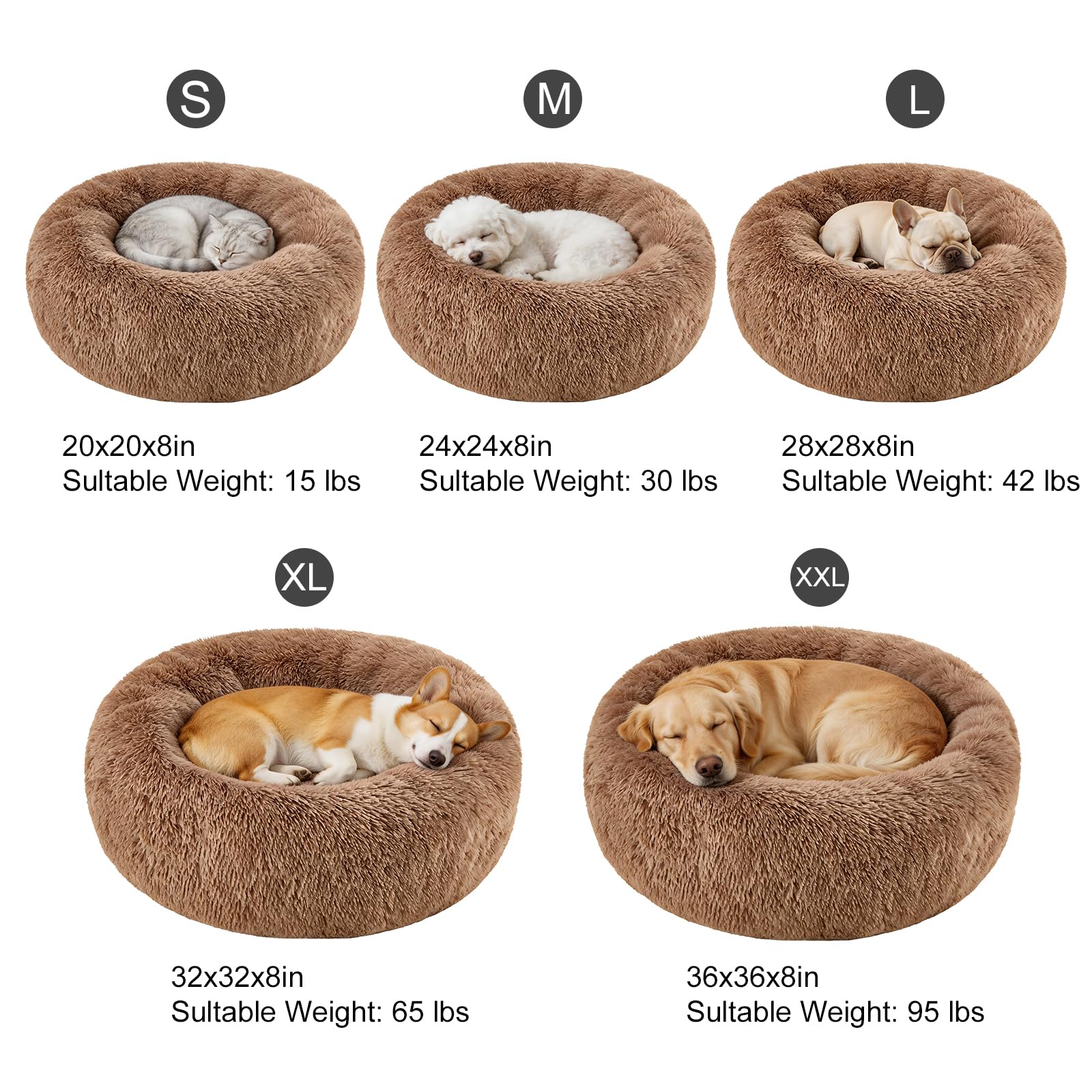 Donut Dog Bed for Medium Dogs Calming Round Washable Medium Sized Dog Bed