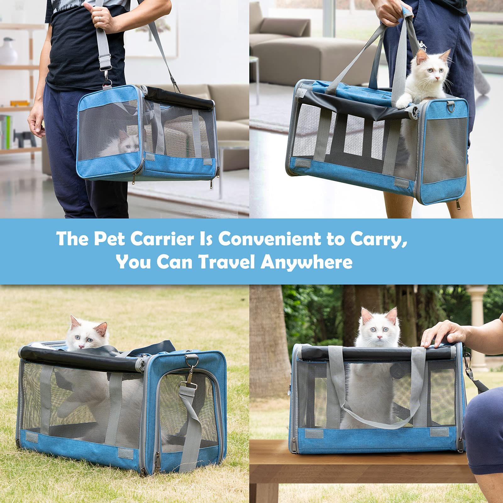 GAPZER Pet Carrier for Large and Medium Cat, Soft-Sided Pet Crate for Puppy