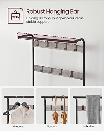 Coat Rack, Hall Tree with Shoe Bench