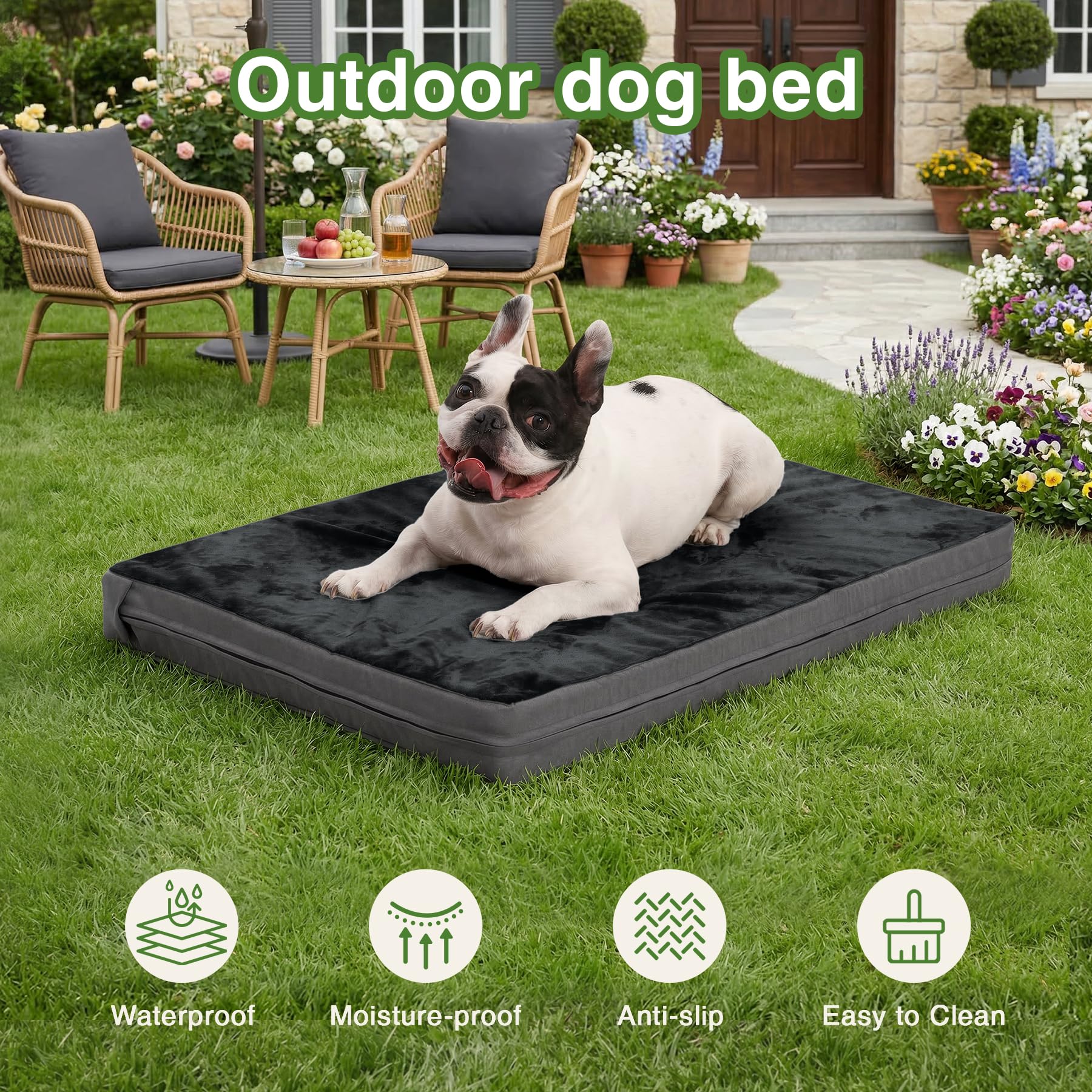Waterproof Small Dog Bed Crate Pad 24", Washable Orthopedic Puppy Cat Mat
