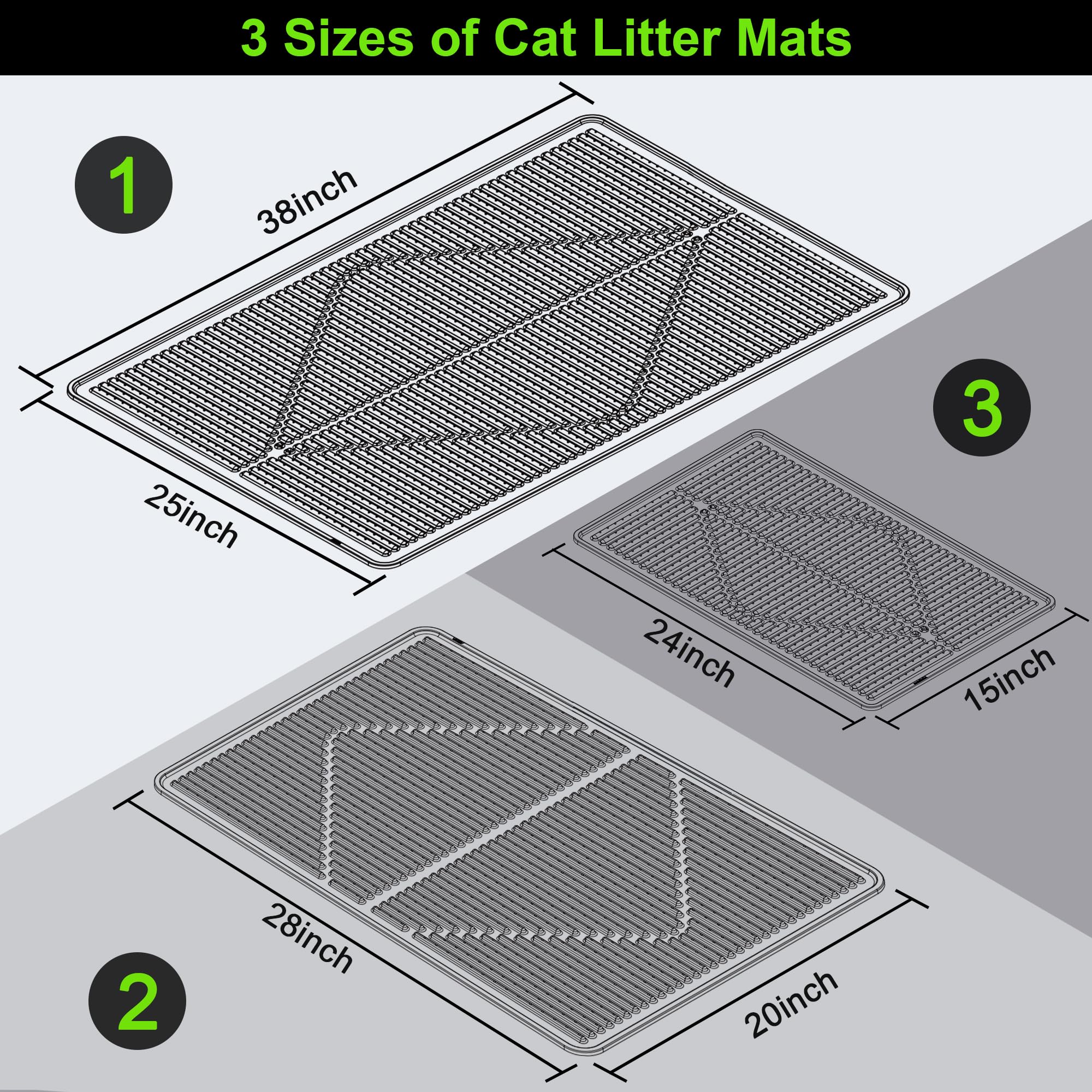 Mofason Silicone Cat Litter Mat XXL, Black Extra Large Litter Matt for Cat