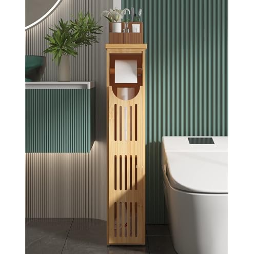 Small Bathroom Storage Cabinet with Toilet Paper Holder