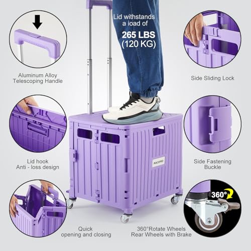 Foldable Utility Cart Folding Portable Rolling Crate Handcart