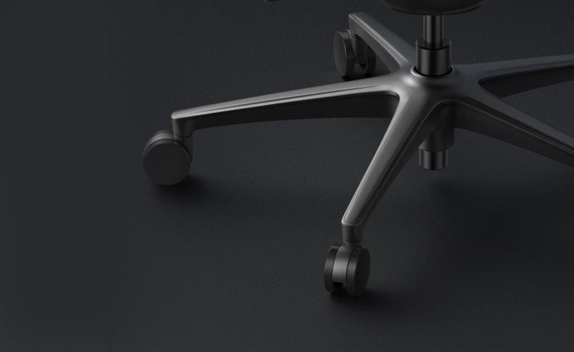 Five-point chair base with rolling casters