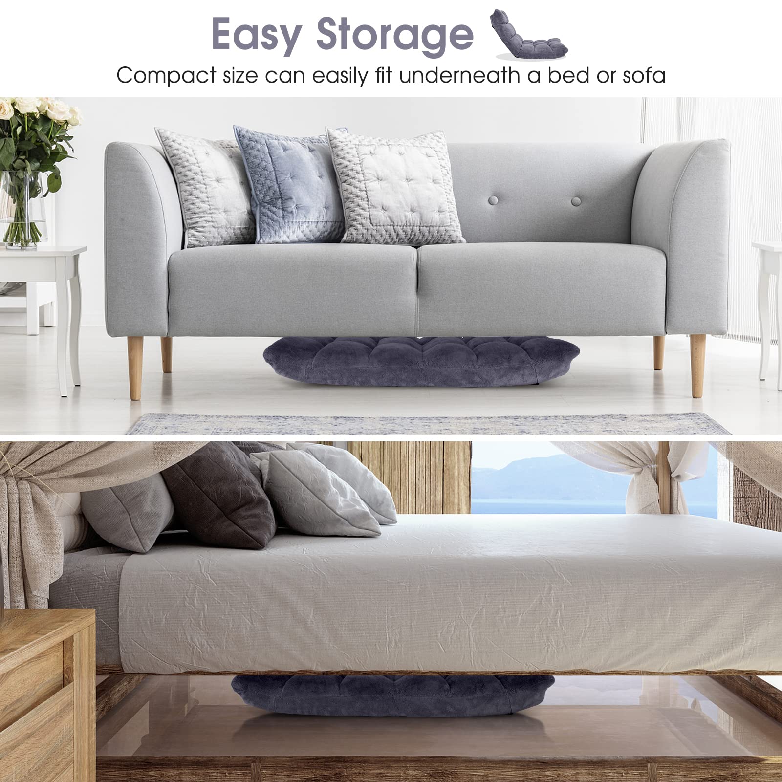 Folding Floor Chair with Back Support