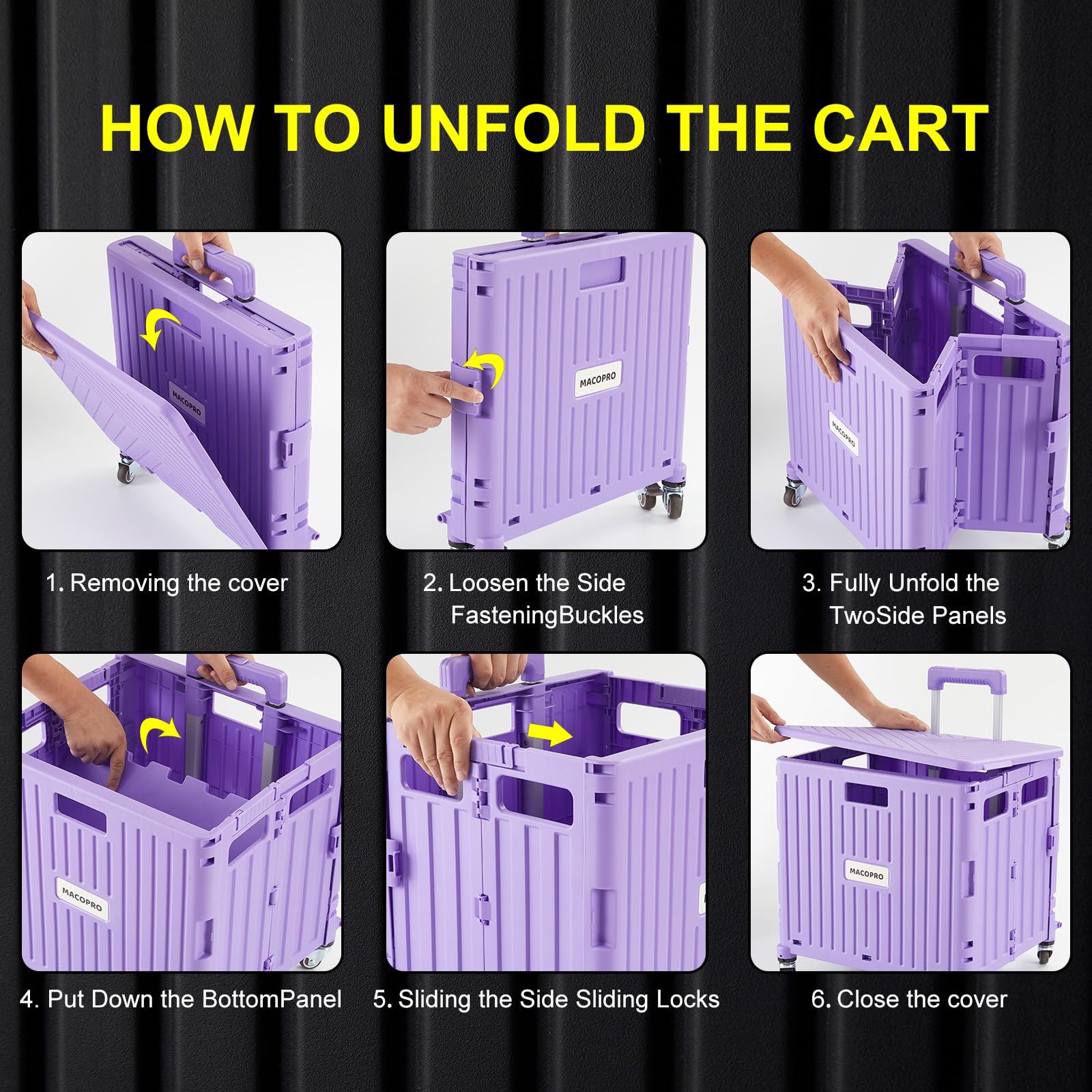 Foldable Utility Cart Folding Portable Rolling Crate Handcart