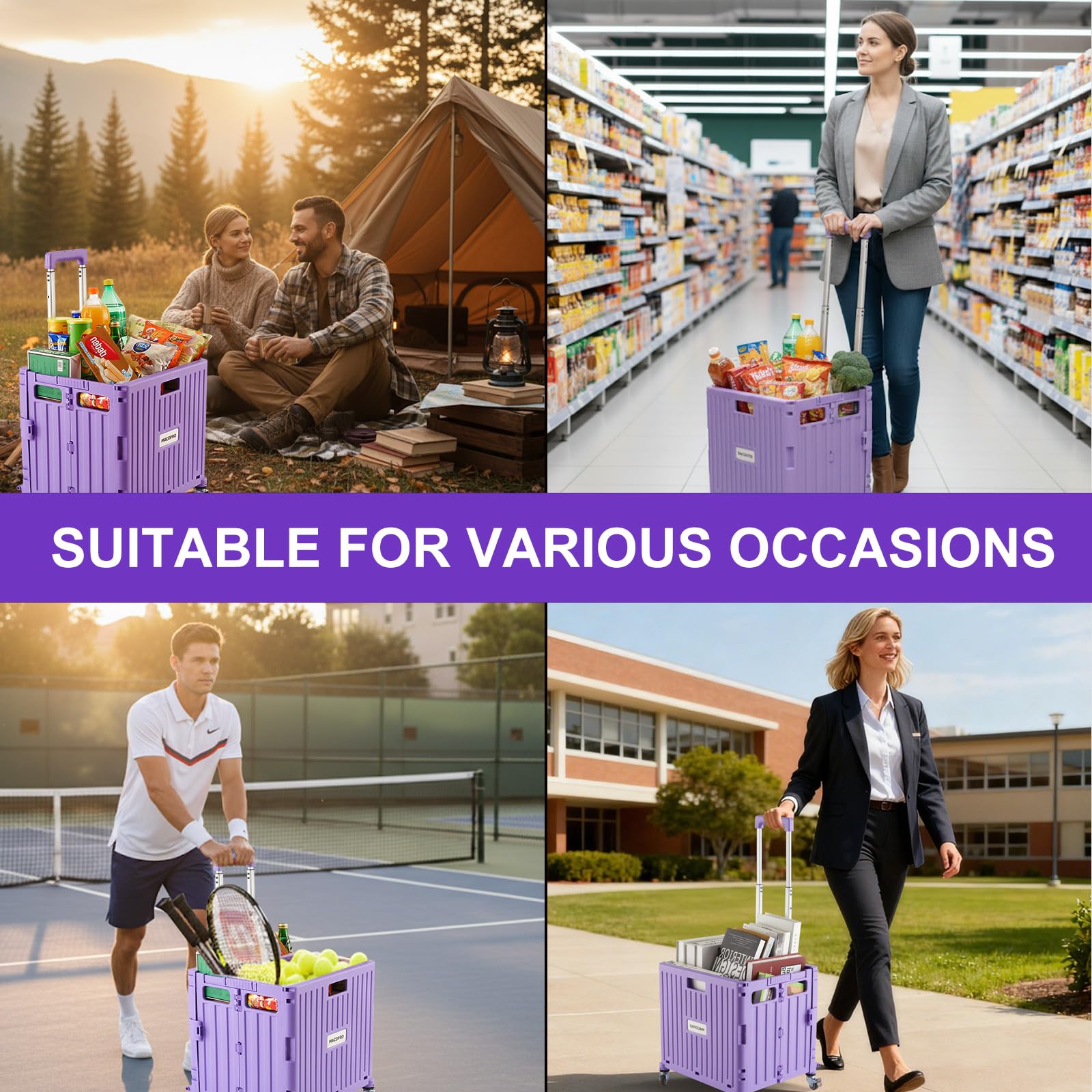Foldable Utility Cart Folding Portable Rolling Crate Handcart