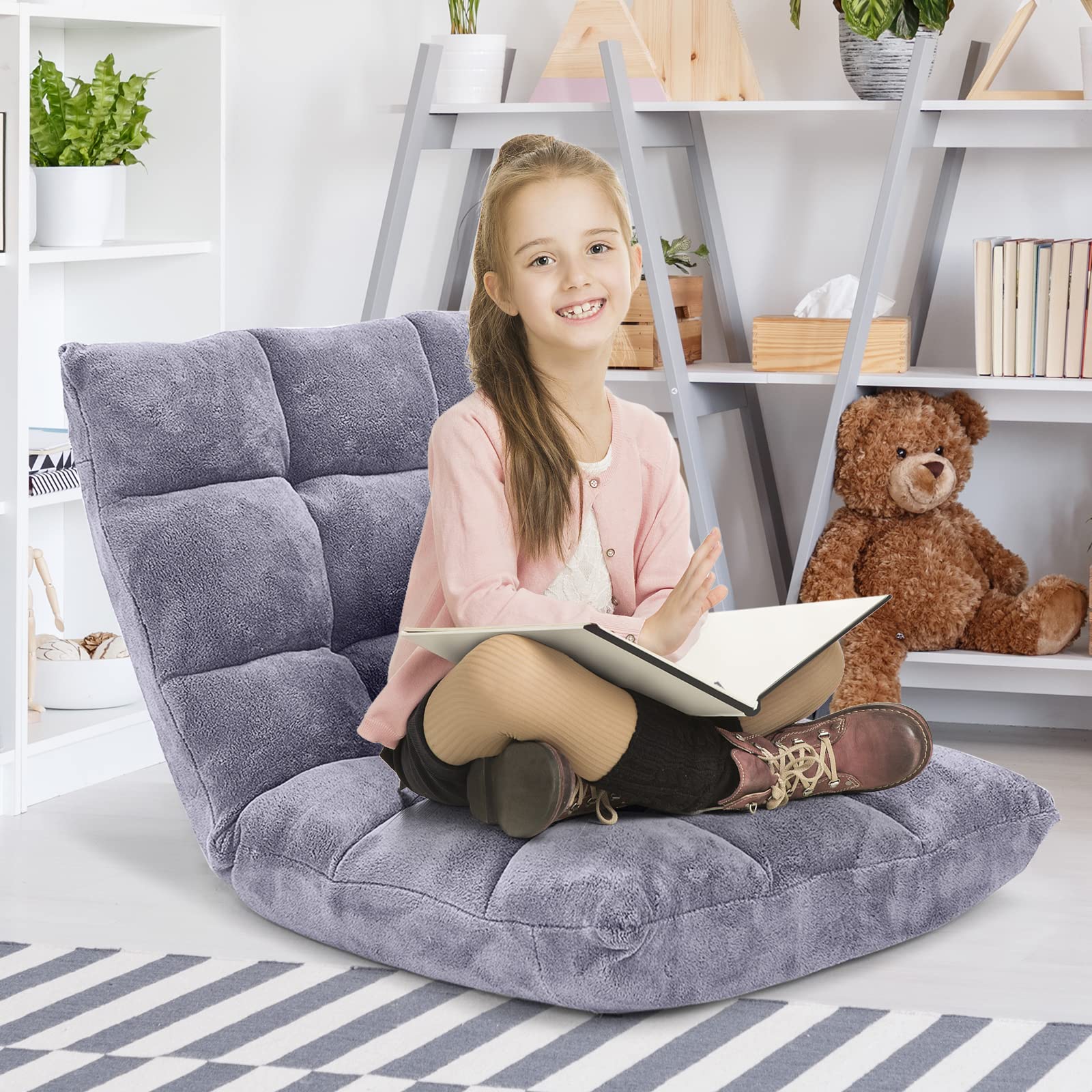 Folding Floor Chair with Back Support
