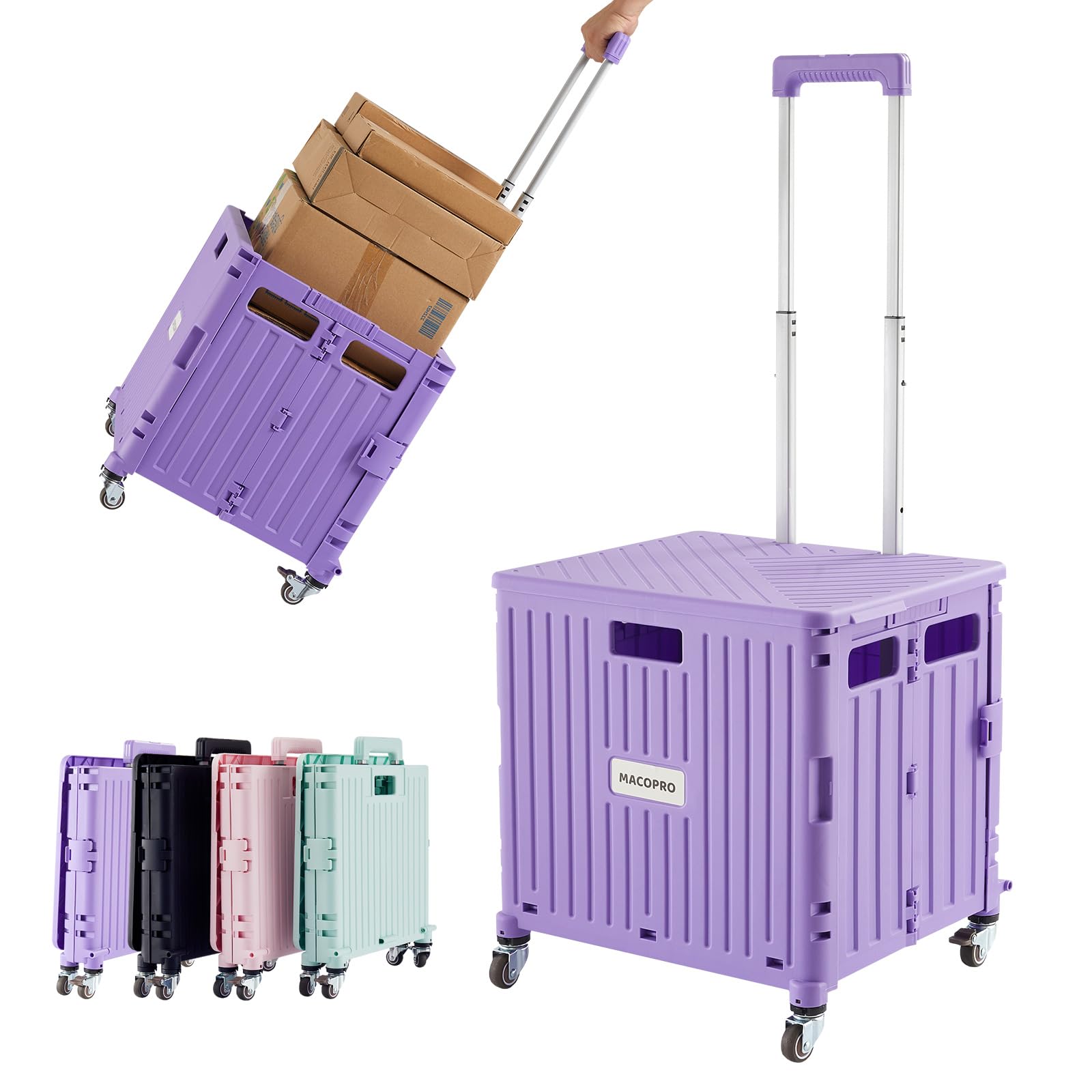 Foldable Utility Cart Folding Portable Rolling Crate Handcart