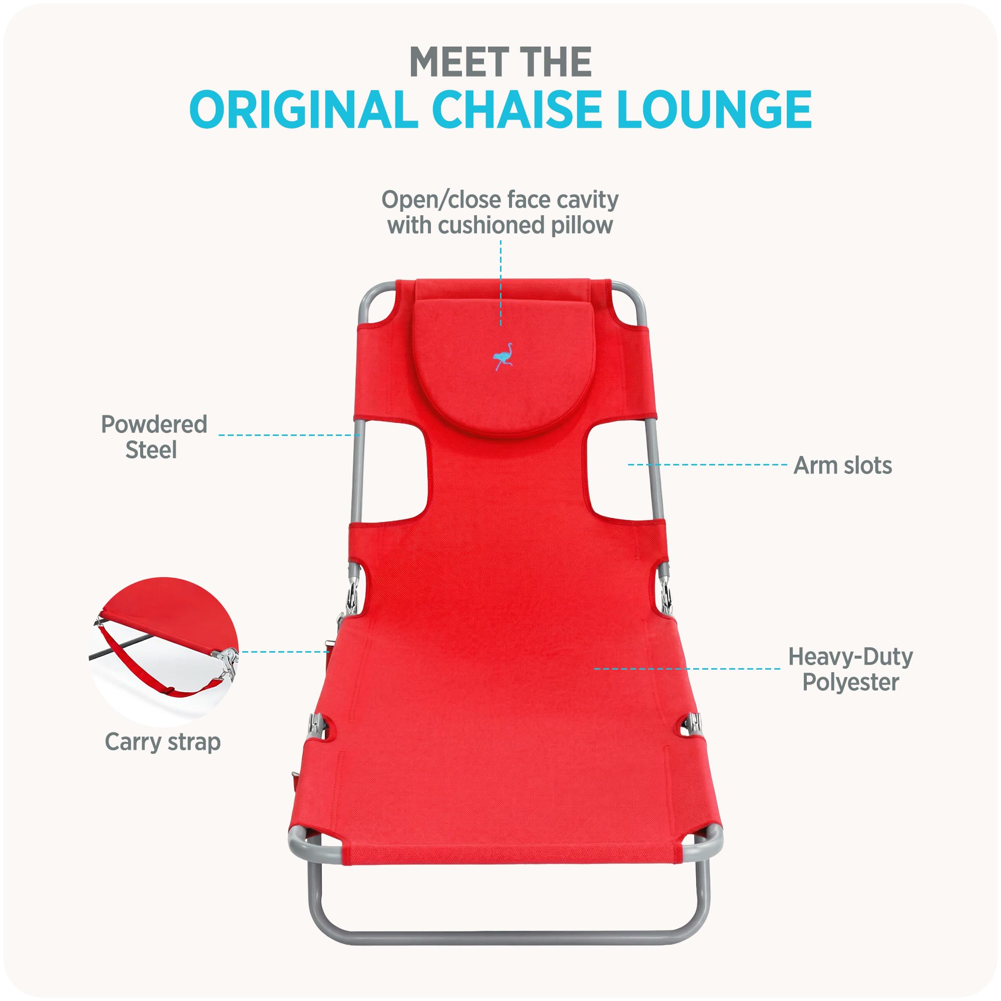 The Original Chaise Lounge 72"x22" Portable Reclining Lounger