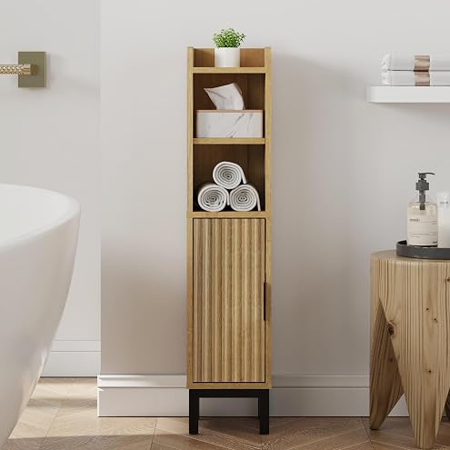 Small Bathroom Storage Cabinet with Toilet Paper Holder