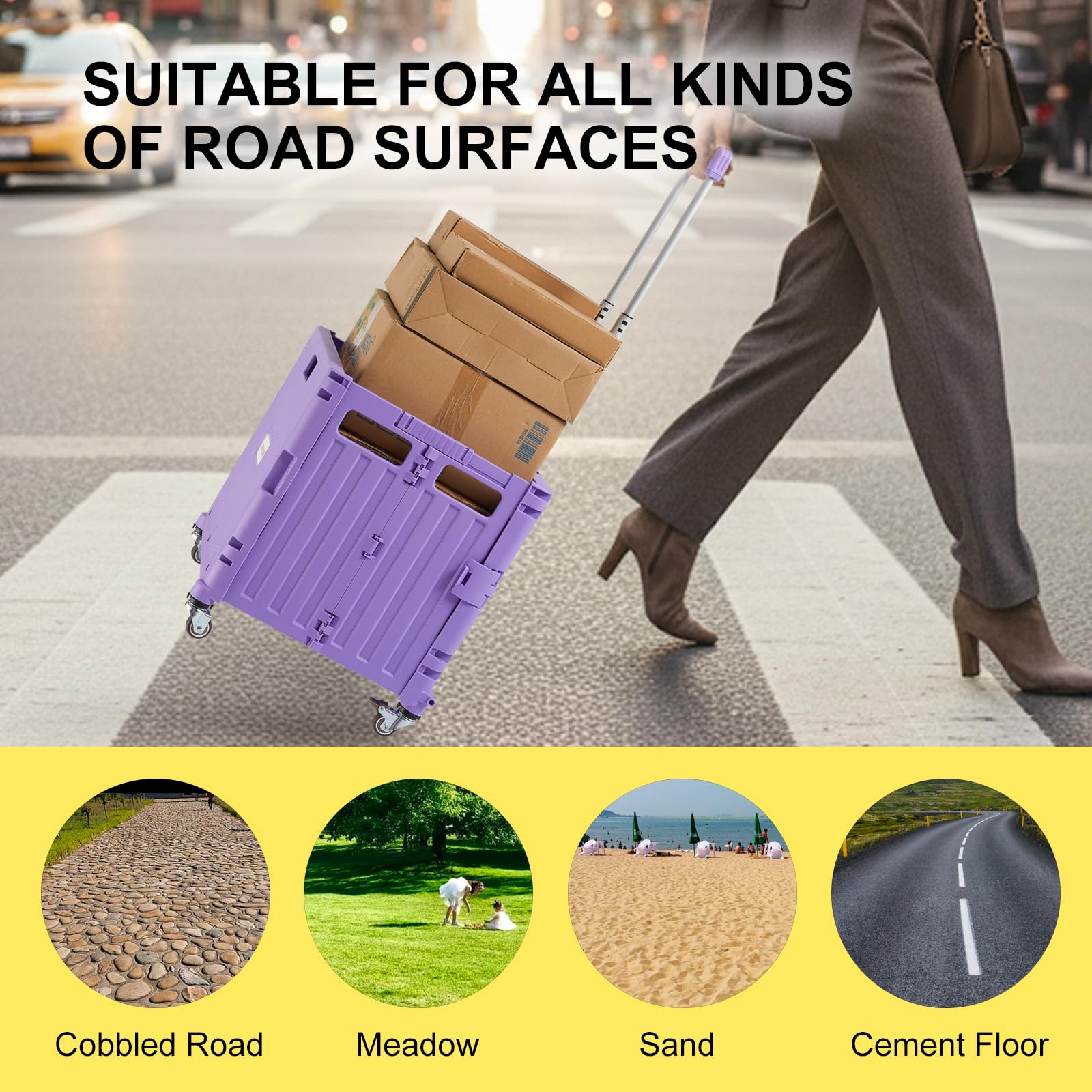 Foldable Utility Cart Folding Portable Rolling Crate Handcart