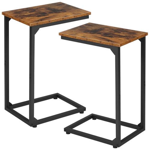 Shaped End Table Set of 2, Couch Side Table