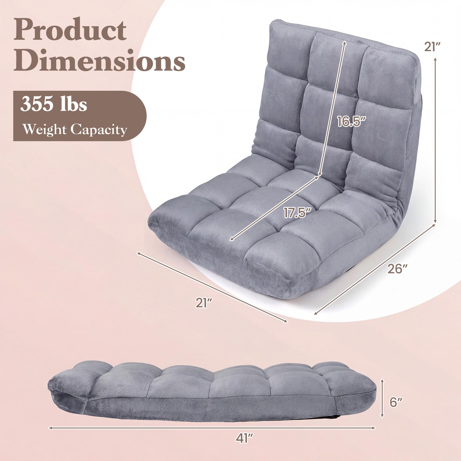Folding Floor Chair with Back Support