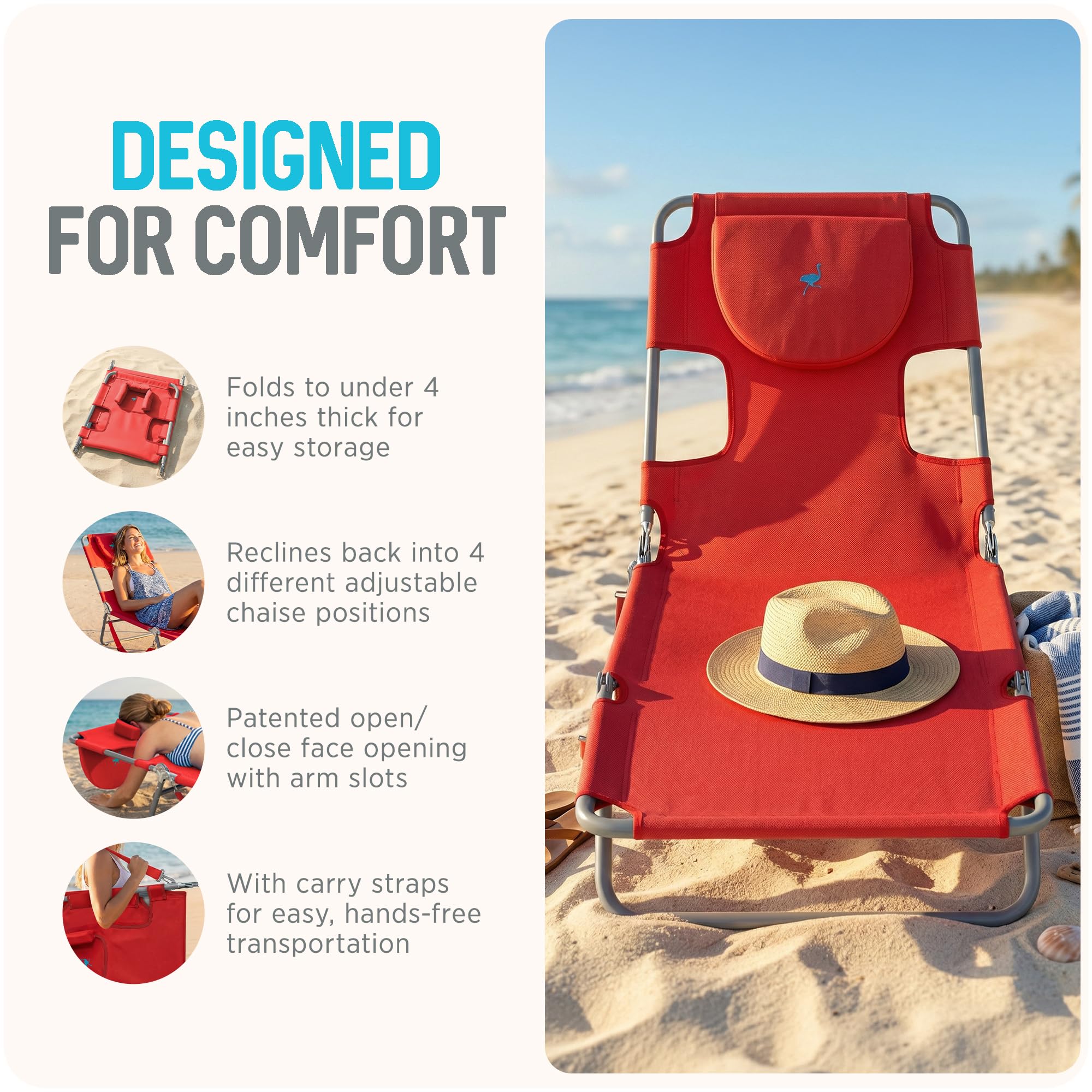 The Original Chaise Lounge 72"x22" Portable Reclining Lounger
