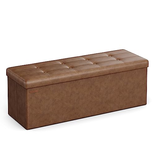 Storage Ottoman Bench, 43.3 Inches Folding Foot Rest Stool