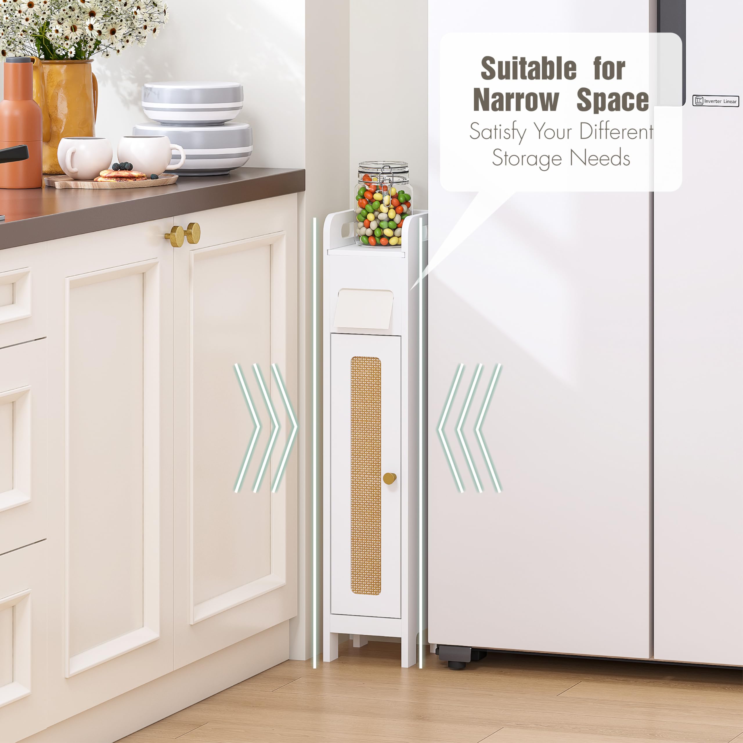 Small Bathroom Storage Cabinet with Toilet Paper Holder