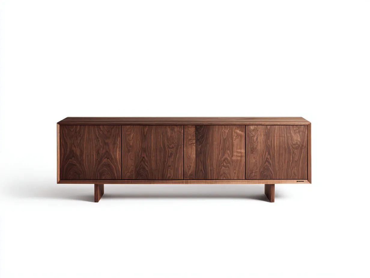 Meuble TV 190×45×60 cm – bois noir – façade verticale ajourée-Cozenpanest