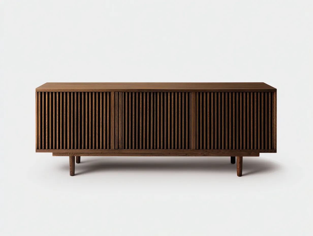 Meuble TV 200×45×65 cm - bois marron - pour salon - design épuré avec rangement fermé-Cozenpanest