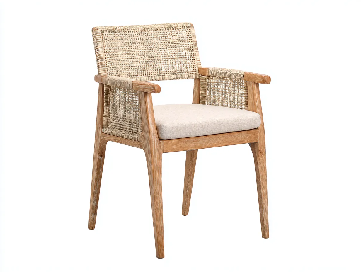 Chaise de jardin en bois et rotin 62×61×82 cm – beige clair – style naturel pour terrasse-Cozenpanest