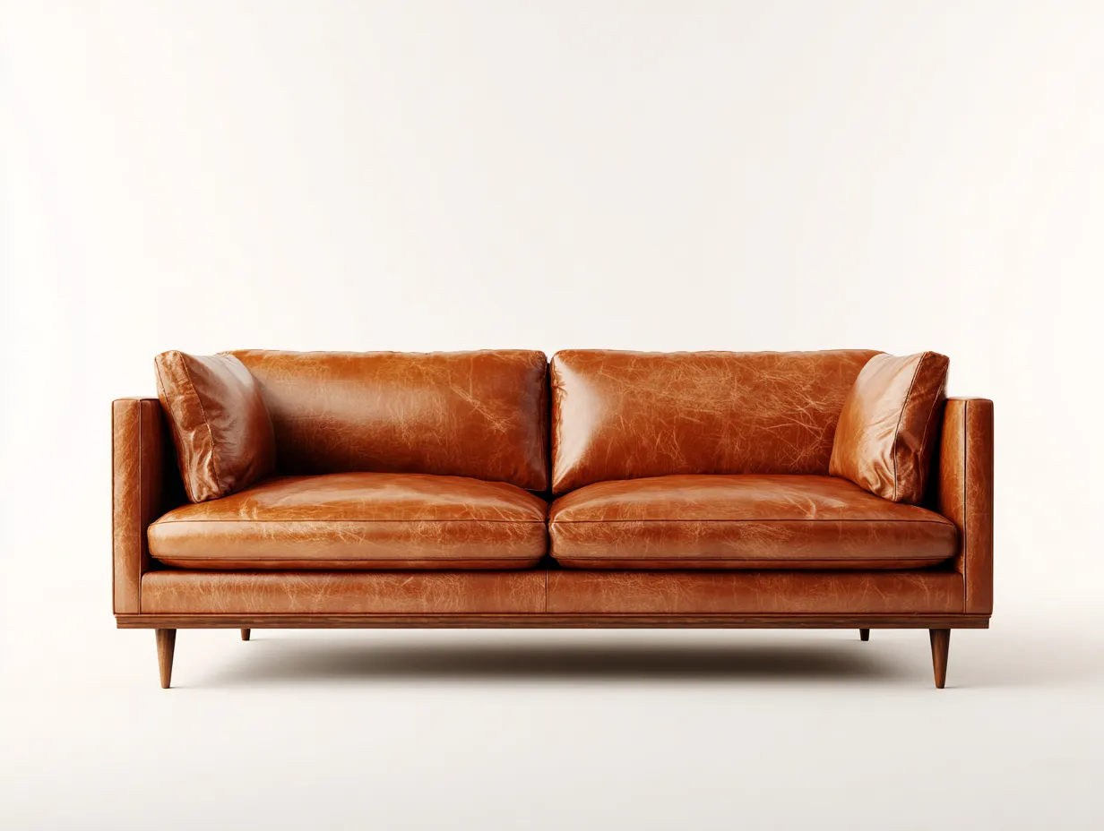 Canapé 2 places 210×90×82 cm – aspect cuir marron – style contemporain-Cozenpanest