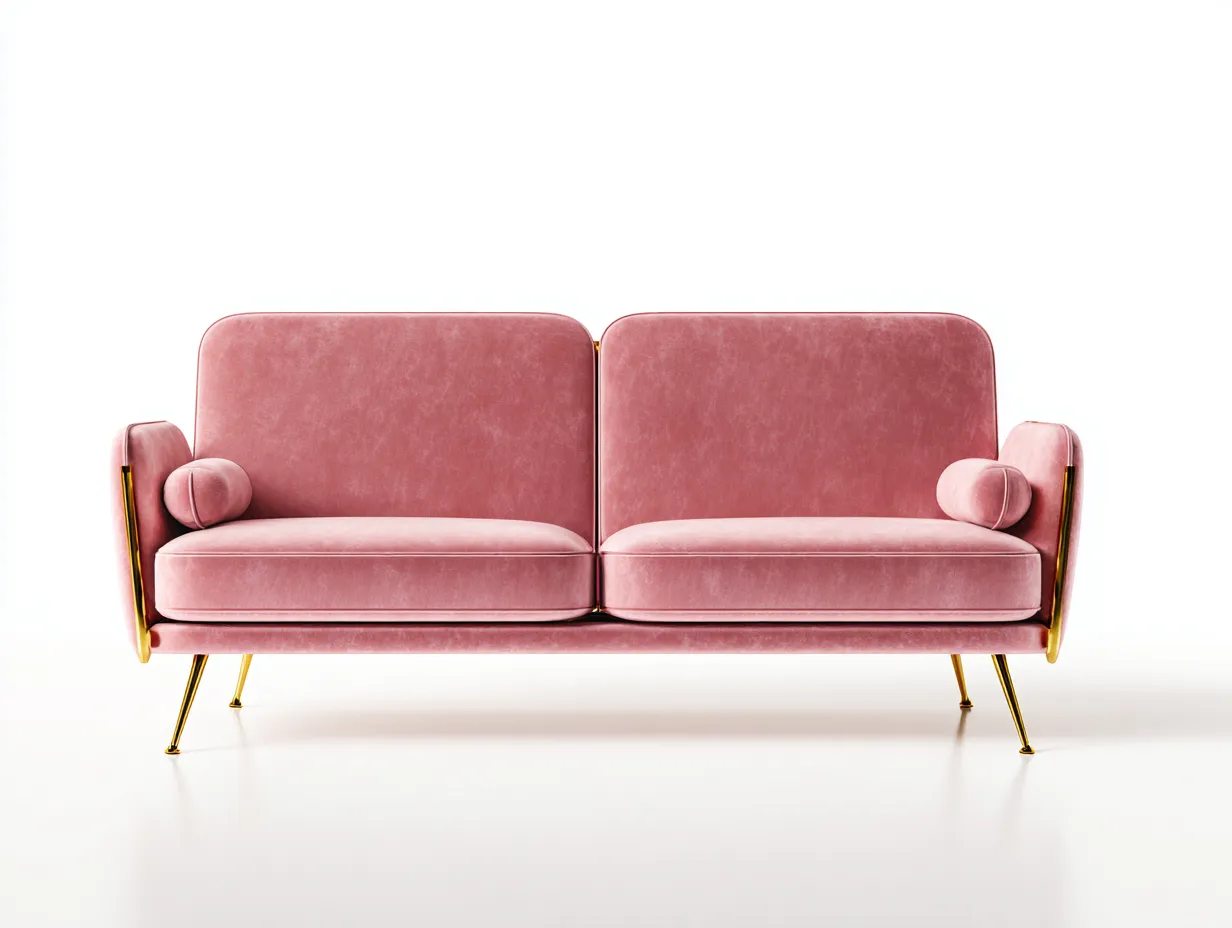 Canapé 2 places en tissu 168×78×82 cm - rose et or - salon style contemporain-Cozenpanest