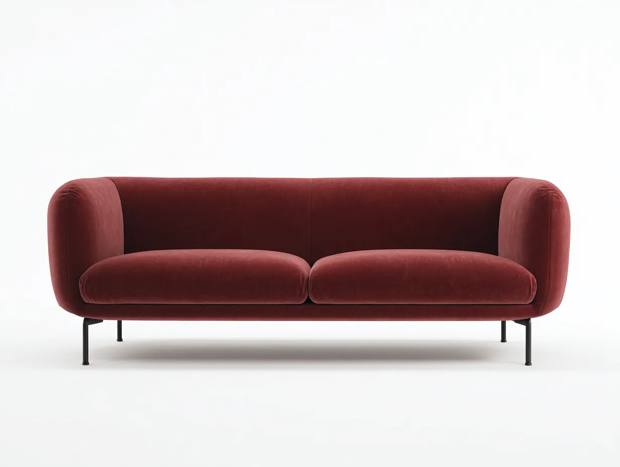 Canapé 2 places en velours 190×86×78 cm - rouge foncé et noir - style contemporain-Cozenpanest