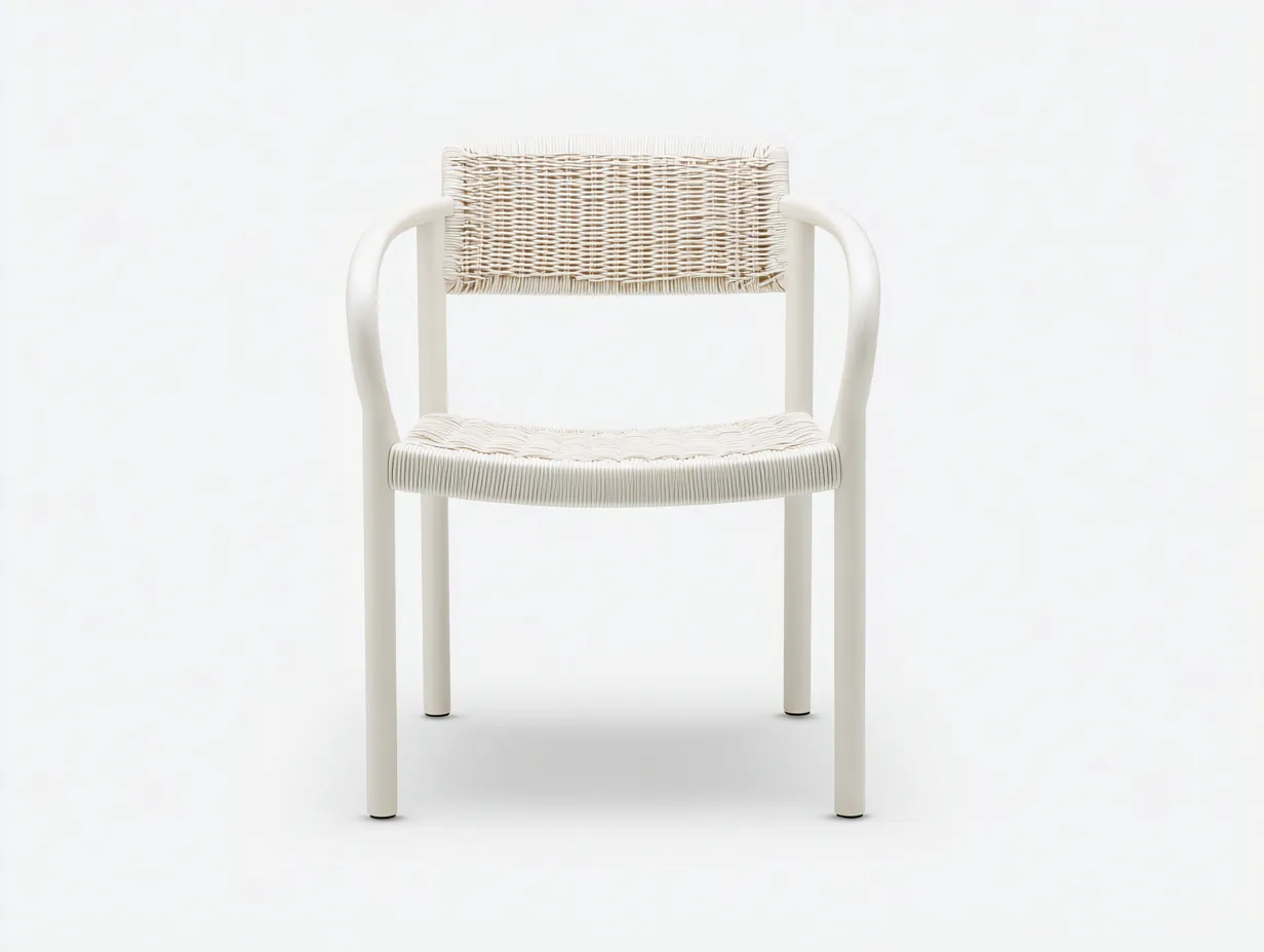 Chaise de jardin en polypropylène et tressage synthétique 56×59×81 cm - blanc - terrasse style contemporain-Cozenpanest