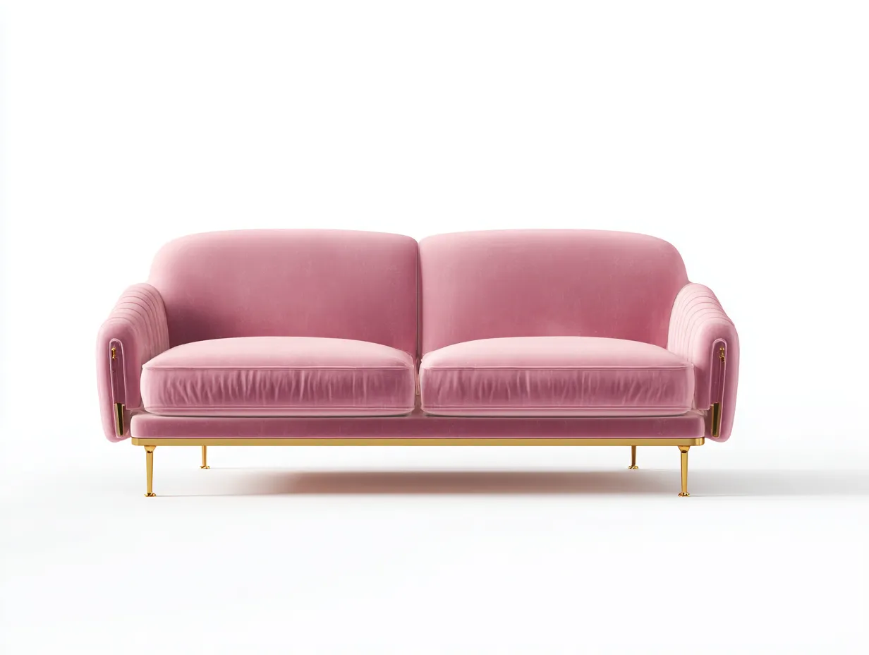 Canapé 2 places 212×88×84 cm – tissu rose – style rétro contemporain pour salon-Cozenpanest