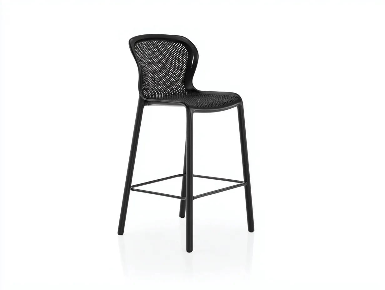 Tabouret de bar en polypropylène 49×52×104 cm - noir - terrasse style contemporain-Cozenpanest