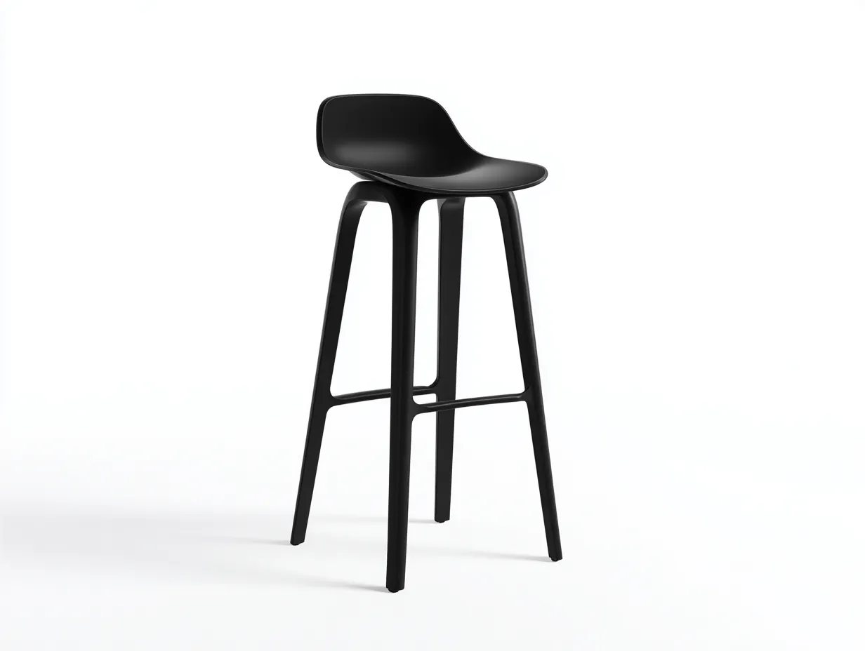 Tabouret de bar en rotin et métal 58×56×108 cm - bois noir et blanc - terrasse style naturel-Sovoiaroom