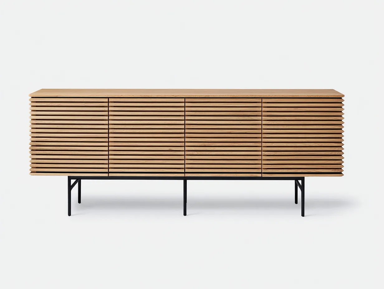Meuble TV en bois et métal 180×40×78 cm - bois et noir - salon style contemporain-Sovoiaroom