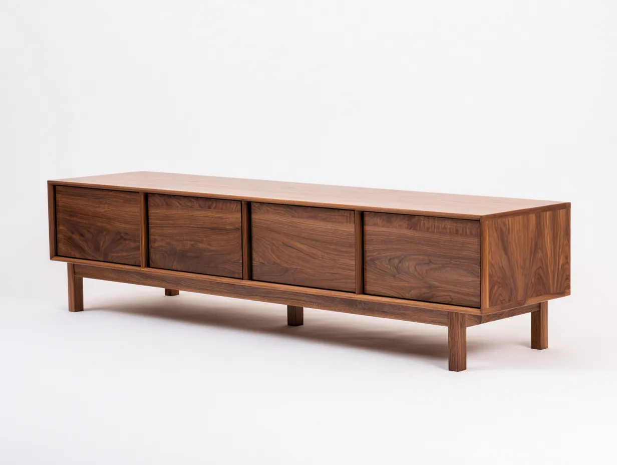 Meuble TV 190×45×68 cm - bois marron - rangement fermé au style épuré pour salon-Sovoiaroom