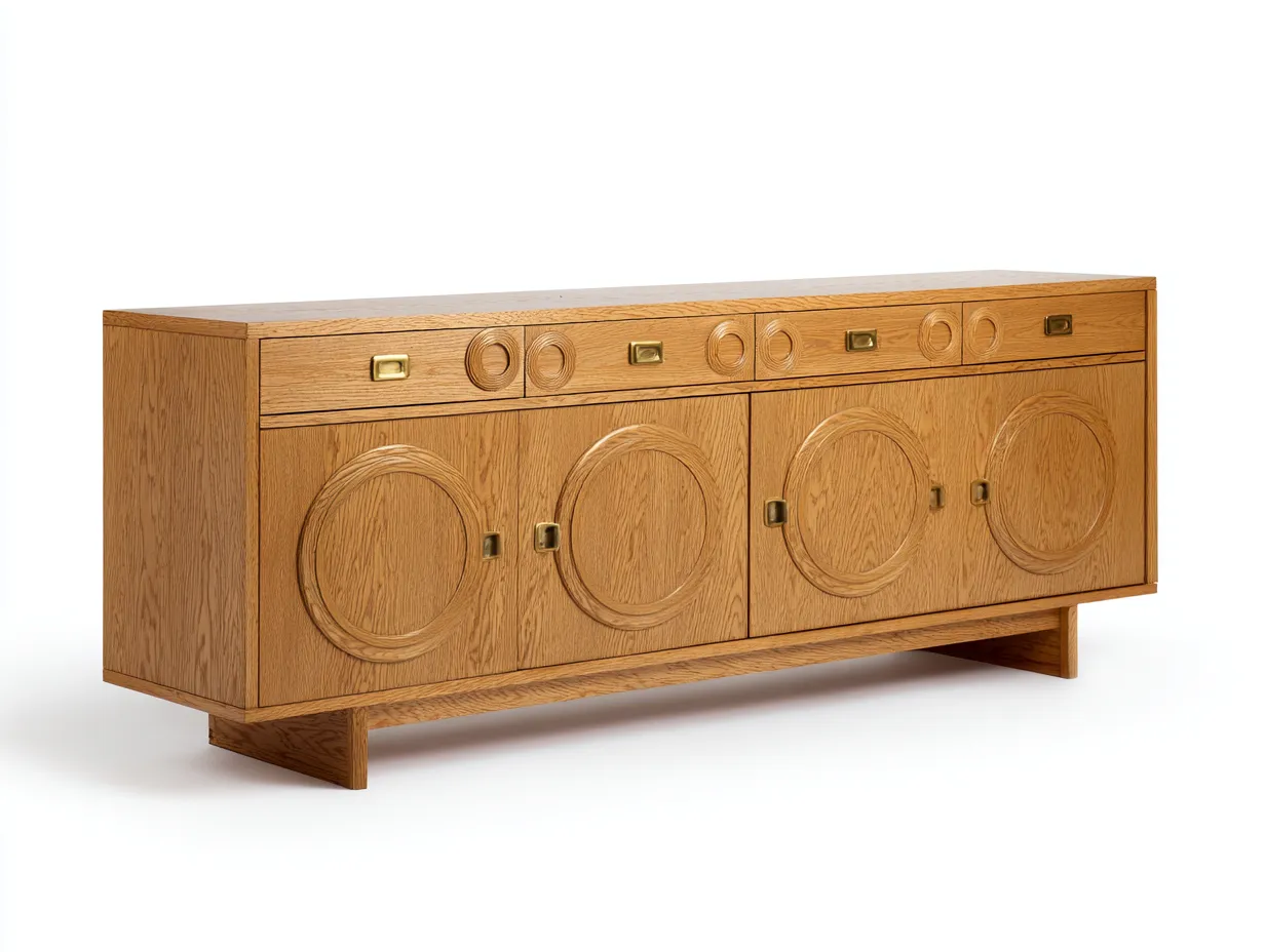 Meuble TV 195×45×80 cm – bois chêne naturel – style rétro avec rangement pour salon-Sovoiaroom
