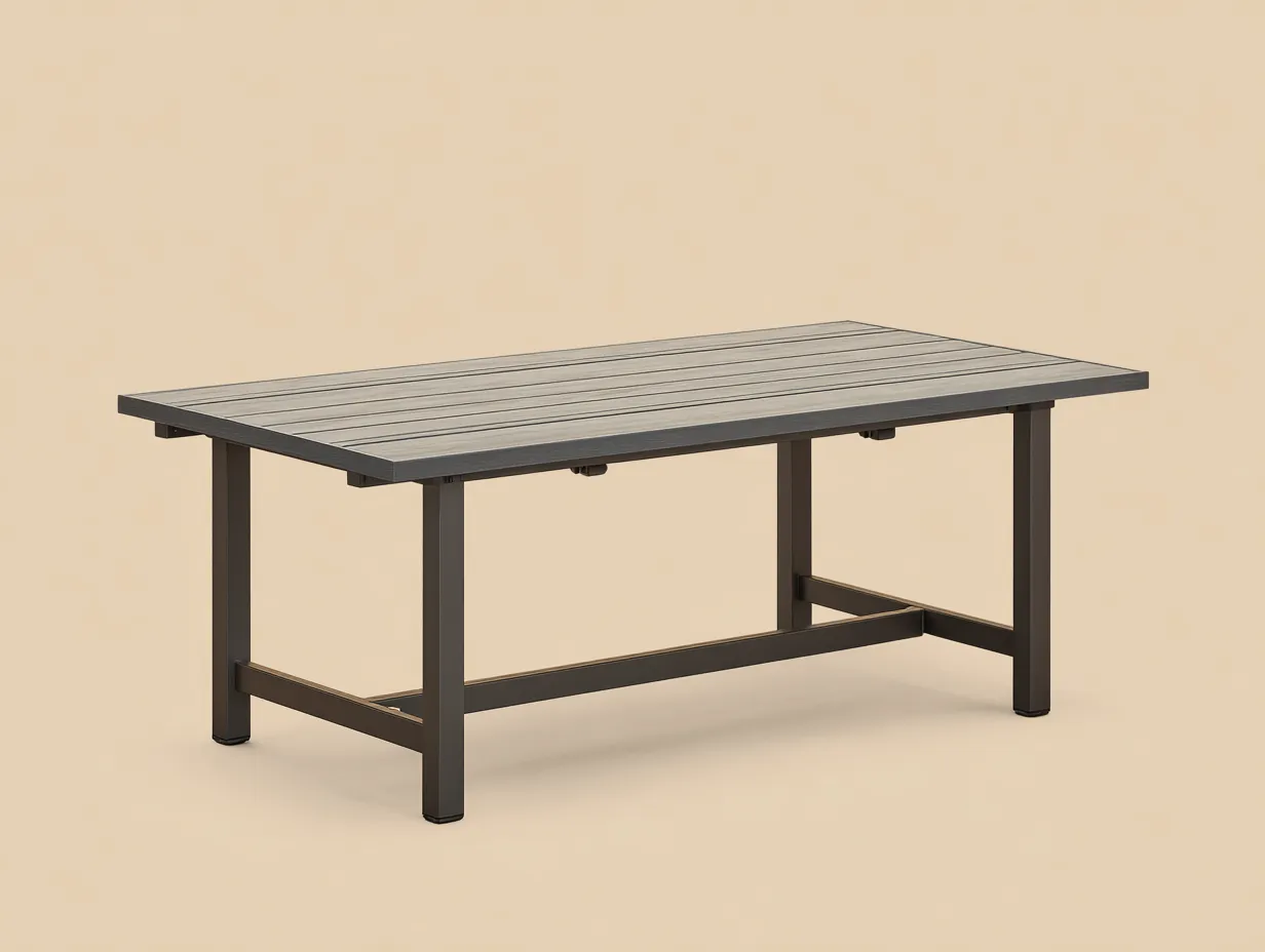 Table à manger en métal 180×90×75 cm - gris foncé et noir - terrasse style moderne-Sovoiaroom