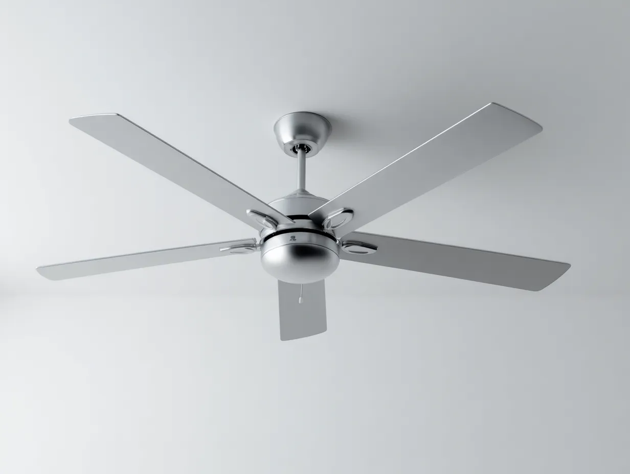 Ventilateur de plafond 140×140×45 cm - métal argent - cinq pales au design contemporain pour salon-Sovoiaroom