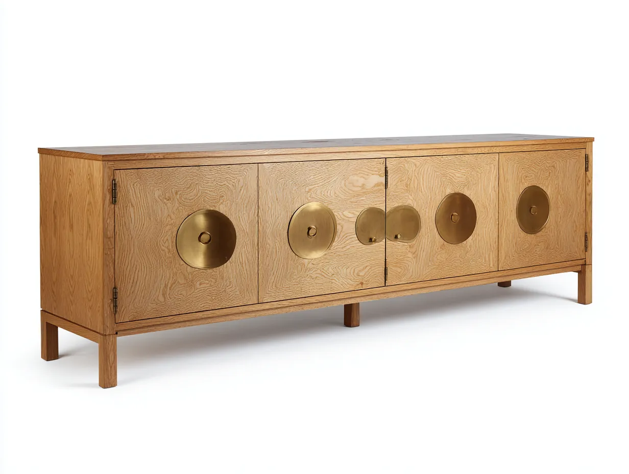 Meuble TV 210×48×78 cm – chêne clair – style classique avec rangement pour salon-Sovoiaroom