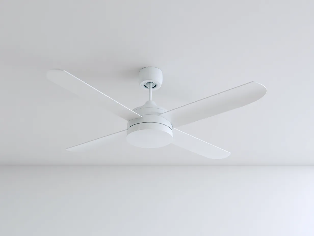 Ventilateur de plafond 120×120×42 cm – métal blanc – éclairage intégré pour salon-Sovoiaroom