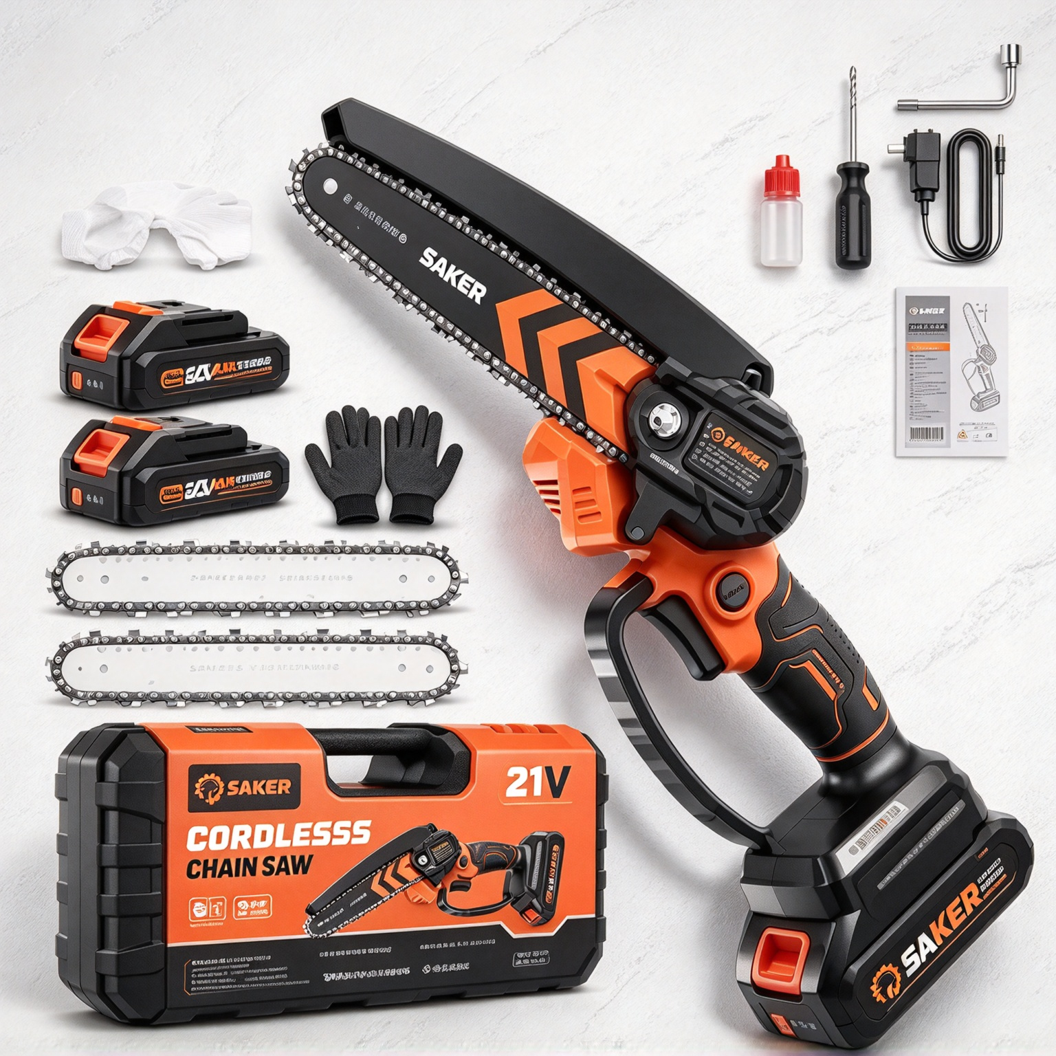  6-Inch Cordless Mini Chainsaw with 2 Batteries