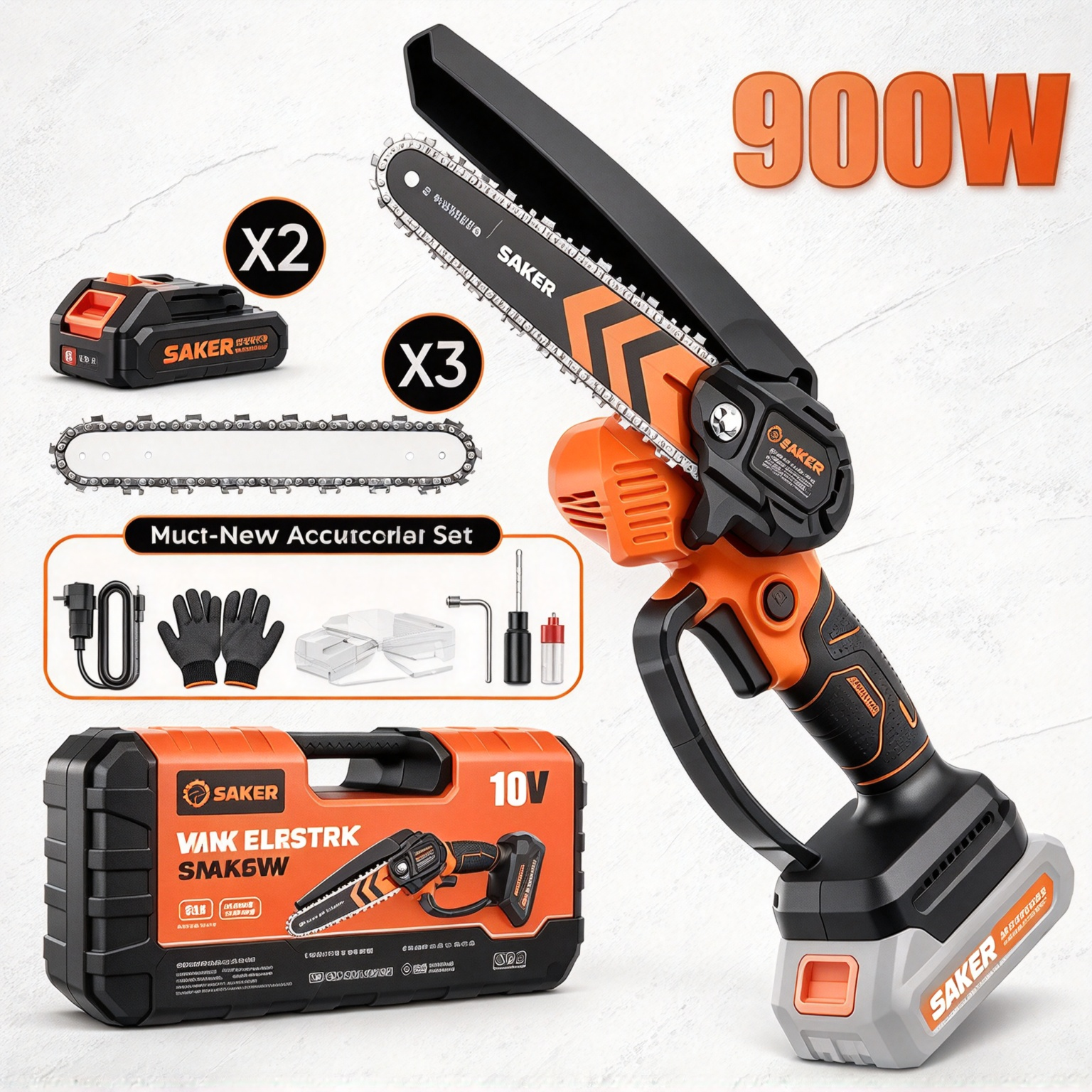  6-Inch Cordless Mini Chainsaw with 2 Batteries