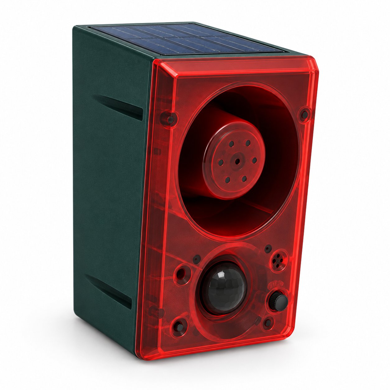 Solar Motion Sensor Alarm with Sound & Red Strobe