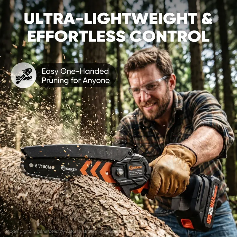 Saker cordless mini chainsaw detail 2