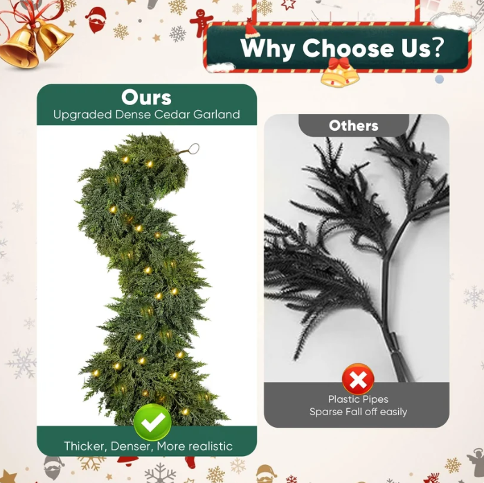 Artificial cedar garland