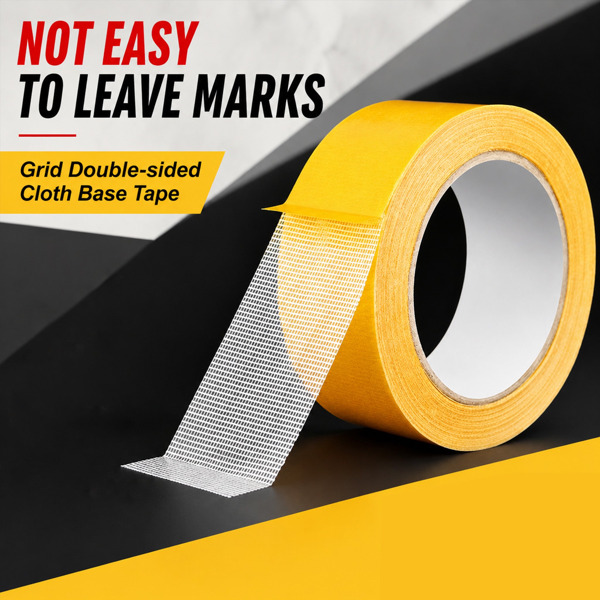 Heavy-duty yellow double-sided woven mesh tape roll