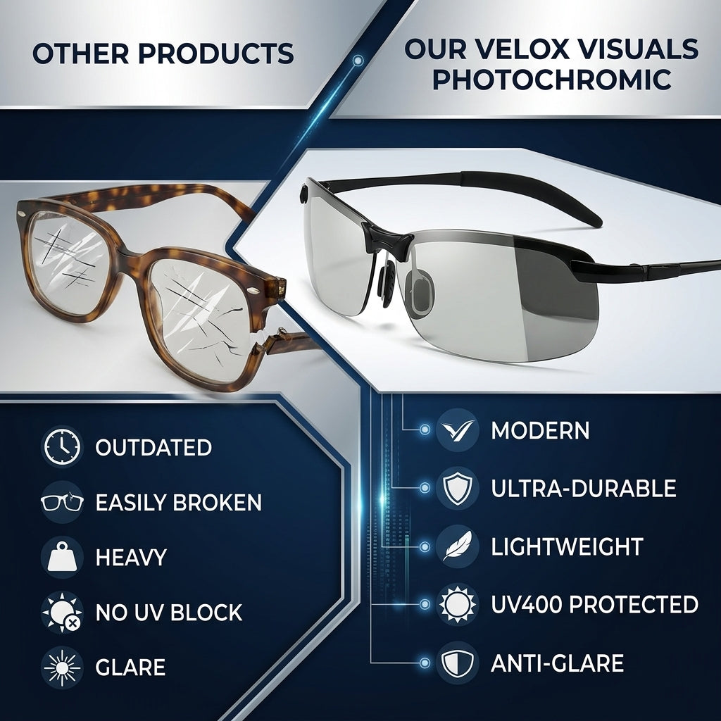 Intelligent Auto-Focus Zoom Glasses – Photochromic Rimless Eyewear
